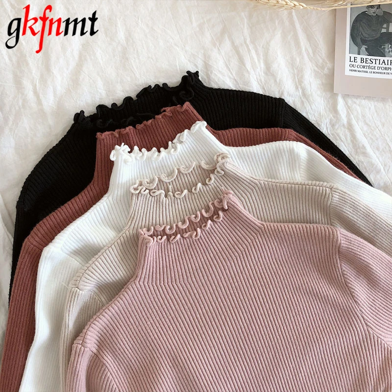 Turtleneck Ruched Women Sweater High Elastic Solid 2018 Fall Winter Fashion Sweater Women Slim Sexy Knitted Pullovers Pink White Turtleneck Ruched Women Sweater High Elastic Solid 2018 Fall Winter Fashion Sweater Women Slim Sexy Knitted Pullovers Pink White