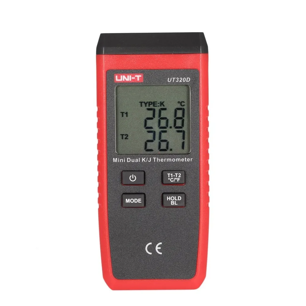 

UNI-T UT320A UT320D Thermometer K/J Type Dual-CH Digital Thermocouple Thermometer Handheld Temperature Meter with Sensor Probe