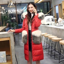 Ptslan 2016 Women s Genuine Leather Jacket Zipper Closure Real Lambskin Down Coat