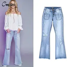 CWLSP Джинсы женские свободные широкие расклешенные брюки с кисточками с низкой талией рваные джинсы в мужском стиле для женщин винтажные джинсовые брюки femme QL2699