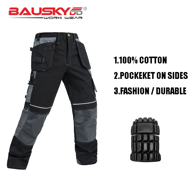 Pantalones largos para hombre, pantalones herramientas multibolsillos, pantalones de trabajo negros hombre, pantalones trabajo para con rodilleras, envío gratis B125|Pantalones tipo cargo| - AliExpress