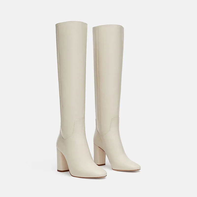 FSJ/ модные зимние теплые сапоги до колена на высоком квадратном каблуке; цвет малиновый, верблюжий, белый; Повседневная обувь без шнуровки; женская обувь; размер 41