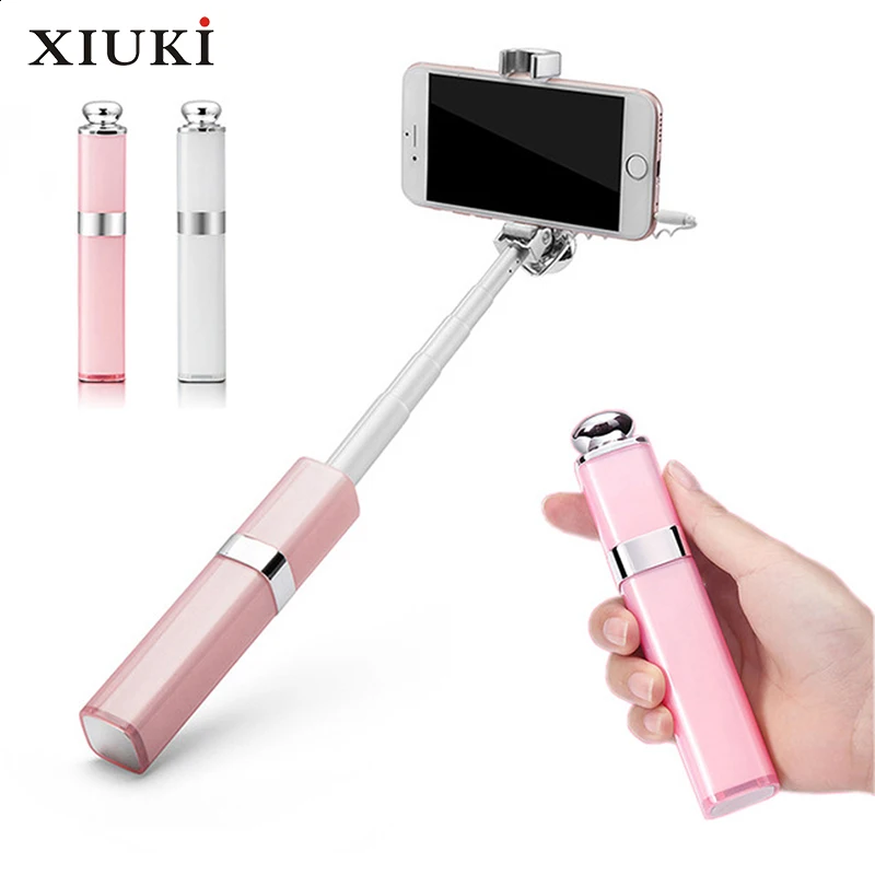 Mini Lipstick Style Selfie Stick Wired/Bluetooth Wireless Selfie Stick