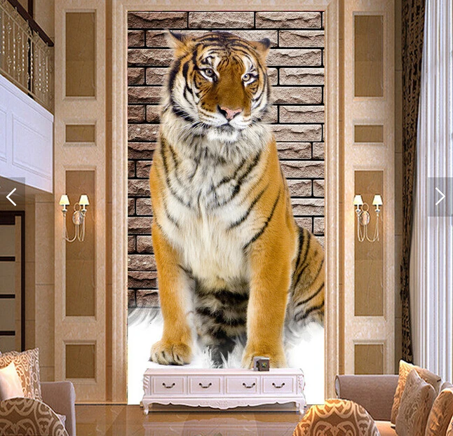 Papel de parede personalizado 3D Mural tigre Família Papel de parede Casa  Sala de estar Quarto Pintura decorativa Papel de parede Decoração de casa