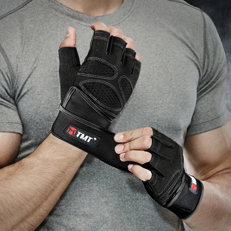 TMT Gym Gloves Heavyweight Sports Exercise Weight Lifting Gloves Breathable Body Building Training Sport Fitness Gloves