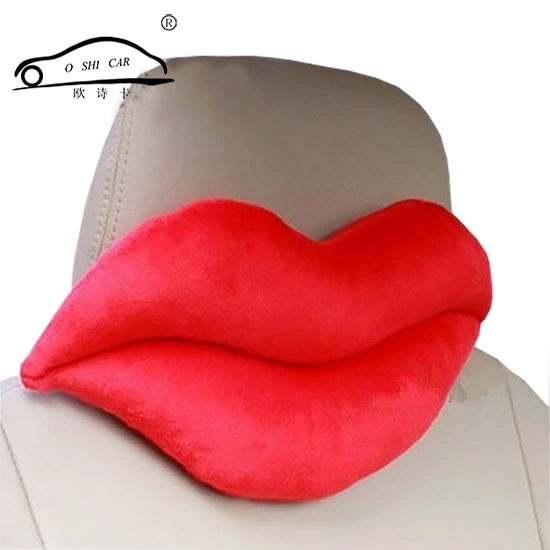 

Car Seat Neck Rest Belt Headrest Pads Red Big lips shape Nap Headrest Cute Automotive occipital