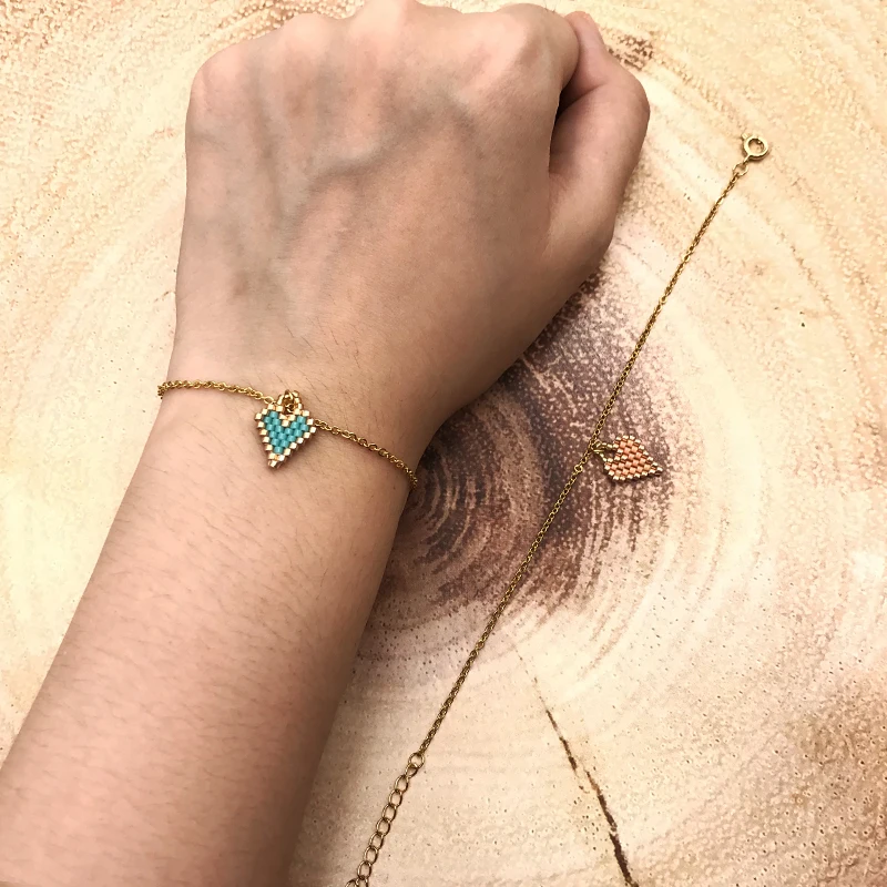 FAIRYWOO Новый Модный женский милый браслет с сердечками ручной работы Золотой