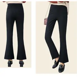 Плюс размеры Высокая талия эластичные для женщин расклешенные штаны 2018 осень зима корейский стиль повседневные женские расклешенные