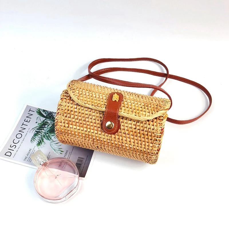 Ротанговые сумки для женщин ручной работы плетеная лоза кошелек сумочка круглая богемная сумка Балийский Цвет: Adele Ata Grass(коричневый
