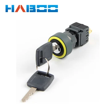 

16mm 3 position key switch 2NO+2NC key lock push button switch 5A 250V IP65