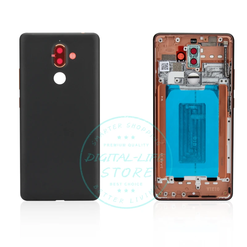 

Original For Nokia 7 Plus Battery Back Cover Housing Door Case + Volume/Power Side Button+ Camera Glass Lens Replacement Parts