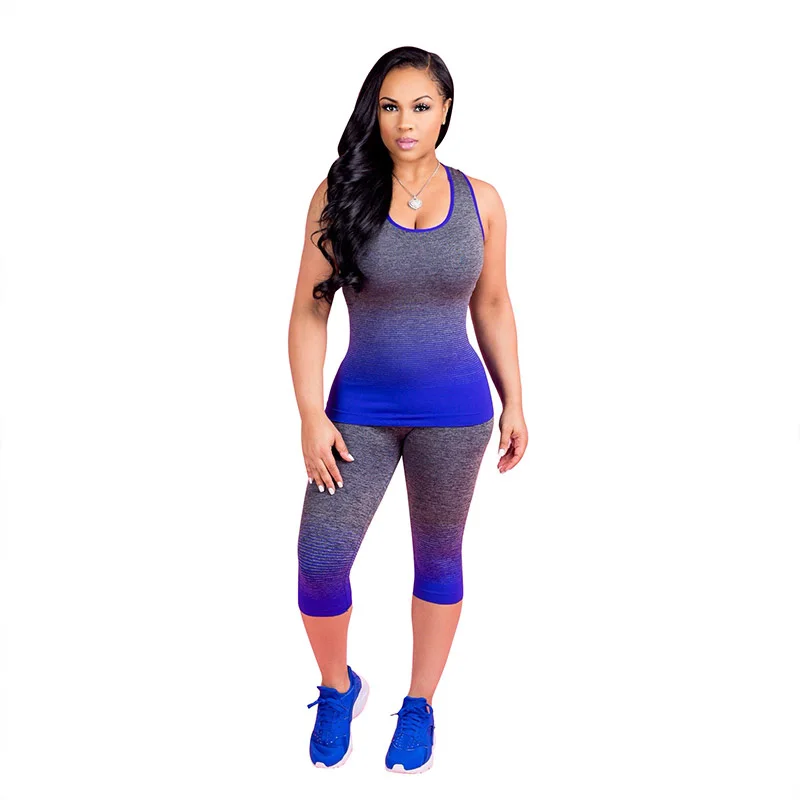 

Kakaforsa Women Solid Sleeveless Yoga Set Female Sports Yoga Clothes Fitness Suit Clothing Ladies Running Yoga Sets Plus Size