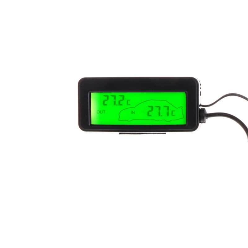 Цветной ЖК-дисплей Автомобильный цифровой термометр Мини 12 В для транспортных средств Termometro монитор для салона автомобиля внешний температурный метр 1,5 м Кабель датчик - Цвет: Зеленый