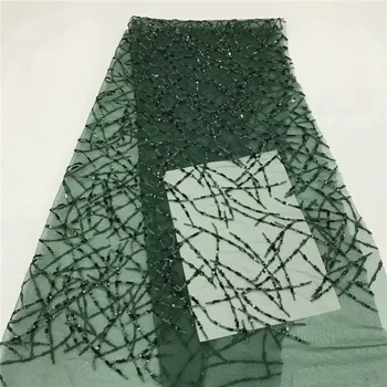 

High Quality African Lace Fabrics Nice French Net Embroidery Sequins Tulle Lace Fabric For Nigerian Party Dress run70-65