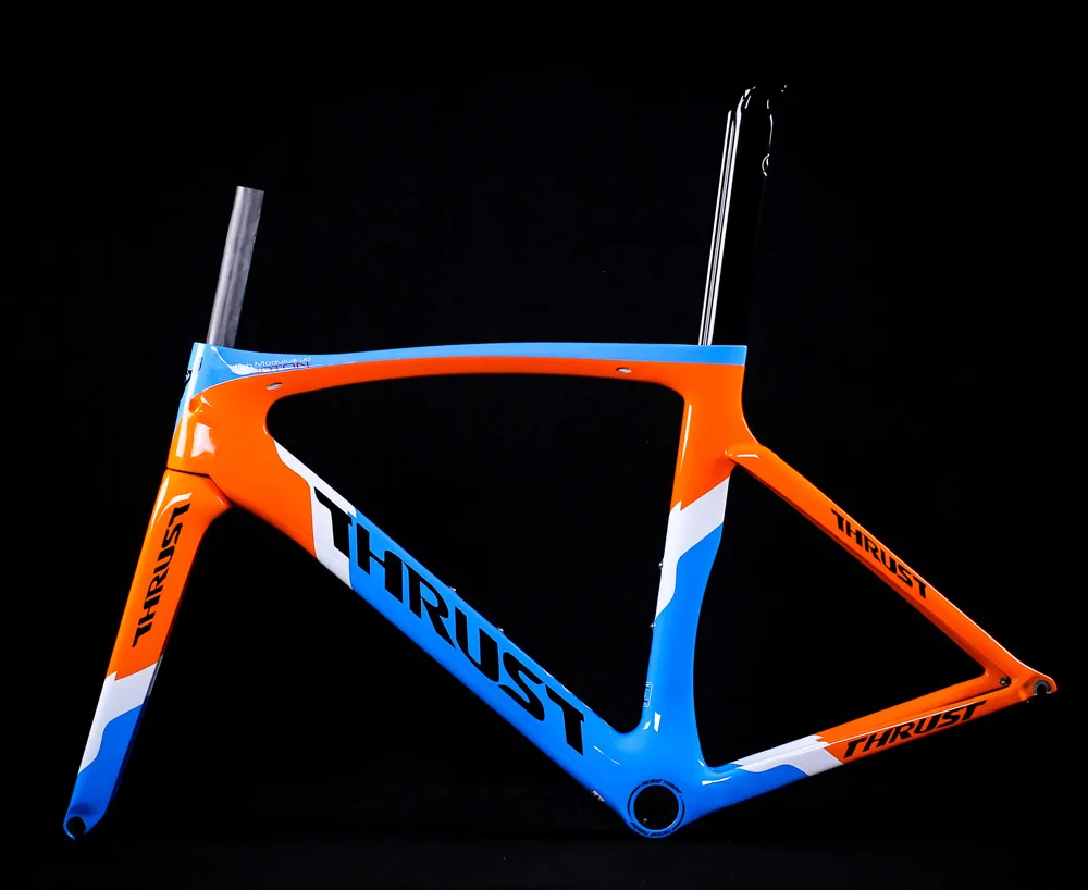Карбоновая велосипедная Рама велосипедная углеродная рама BOB черная китайская карбоновая шоссейная велосипедная Рама с BSA forks зажим для сиденья зажим гарнитура - Цвет: blue and orange