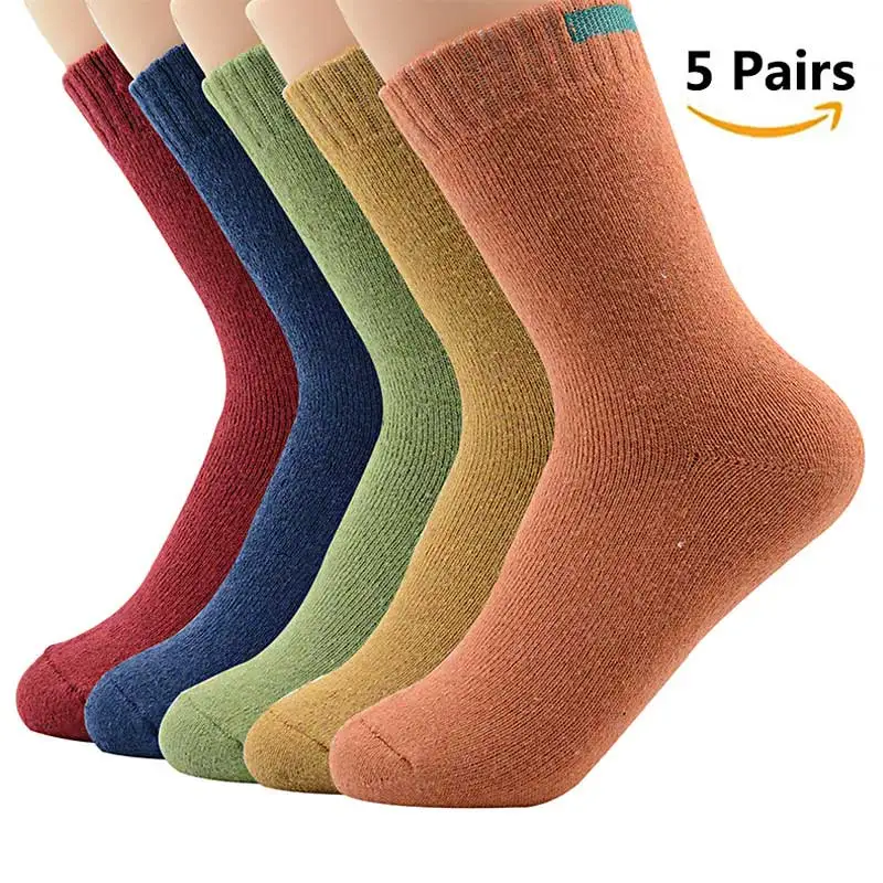AZUE 5 пар утолщенных зимних носков дышащие шерстяные носки с милым рисунком медведя теплые носки для мужчин и женщин - Цвет: 5 Pack E