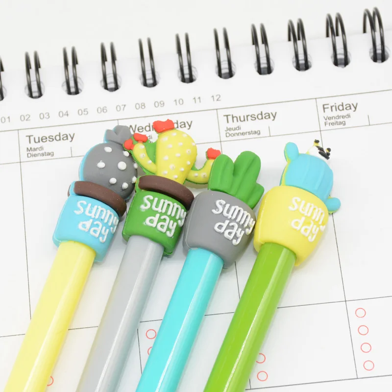

60 pcs/lot Cactus Pen Papelaria Cute Gel Caneta Lapices Kawaii School Supplies Jel Kalem Stationary Penne Lapiceros Creativos