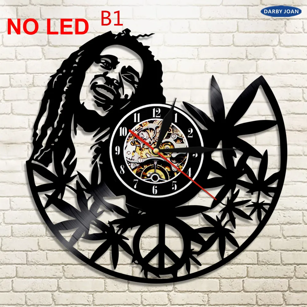 Bob Marley One Love For Reggae Lover Vinyl Clock Led Light Vintage LP Record Handmade Gift Decorative Silhouette Lamp