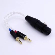 8 cores Silver plated cable 2x 3 5mm Male to 4 pin XLR Female Balanced Audio