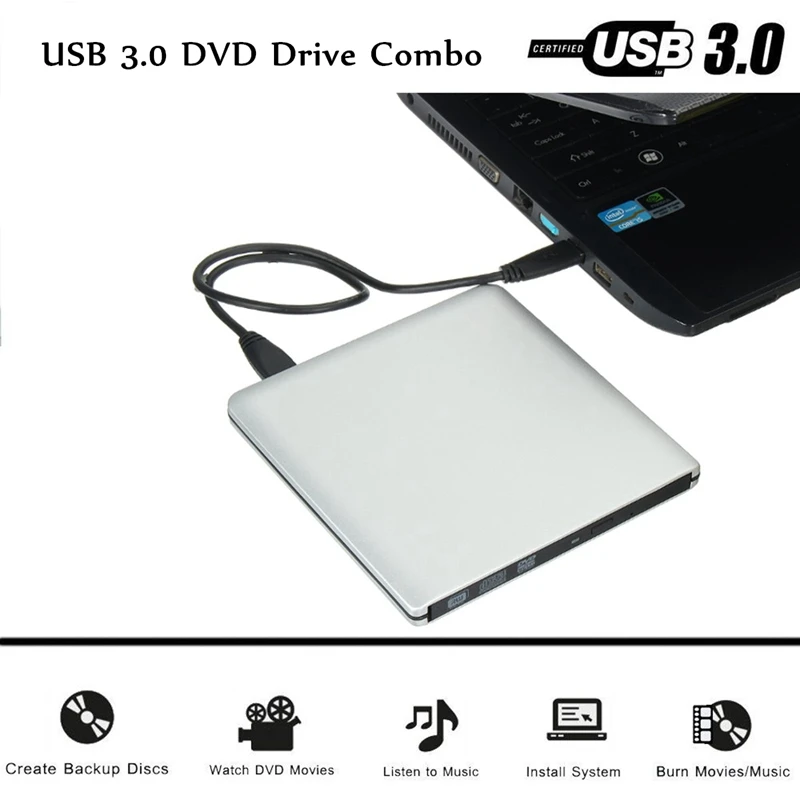 

2017 Ultra Thin External USB 3.0 Enclosure for 9.5mm ODD SATA optical DVD Drive New External Replacement Drive For Laptop