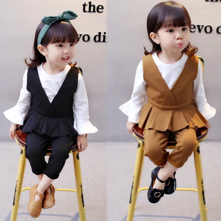  Children's Clothing Autumn Hot New Children's Clothing Korean Girls Lotus Leaf Fashion Cute Princes