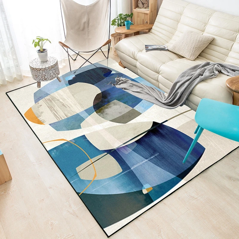 

Nordic Style Carpets Soft Watercolor Geometric Printed Area Rugs Parlor Mat Anti-Slip Floor Carpet for Living Room Bedroom Decor