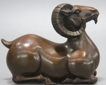 

xd 003357 Chinese Pure Bronze Copper Auspicious Zodiac Carved Sheep Goat Statue Sculpture