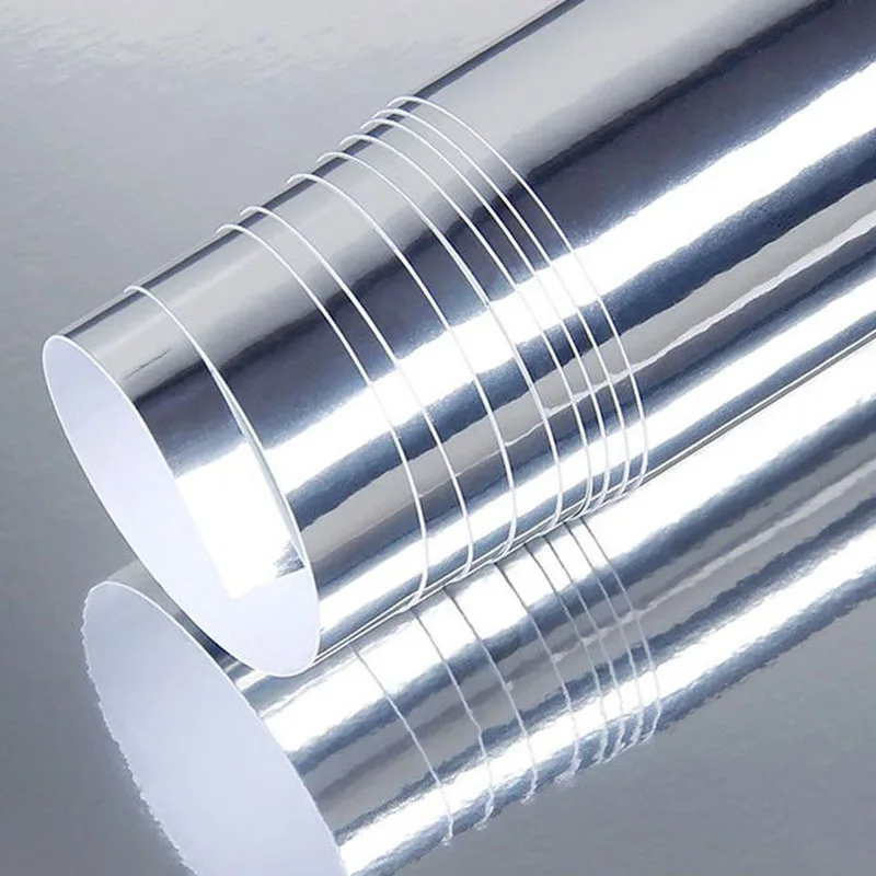

58*152cm Decal Free UV Resistant Silver Chrome Reflective Mirror Super Vinyl Gloss Car Sticker Sheet Interior Decoration