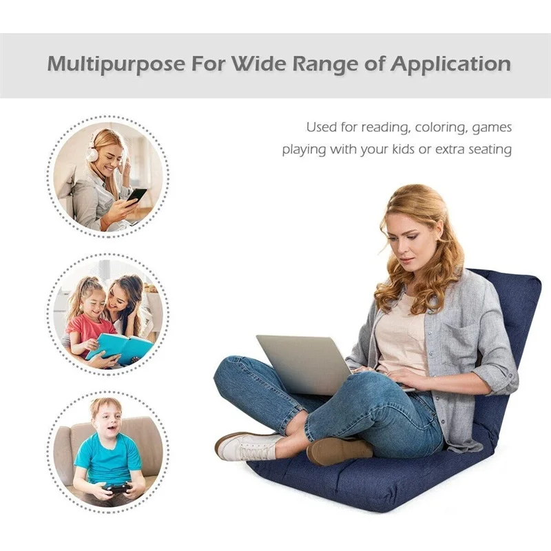 Modern 14-Position Adjustable Cushioned Floor Gaming Sofa Chair Bedroom Living Room Furniture HW561
