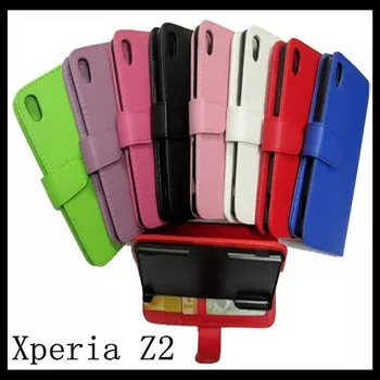 

Luxury PU Leather Wallet Design Pouch Cases For Sony Xperia Z2 Flip Cover With Stand Function Card Holders Cases For Sony Z2