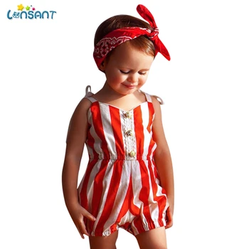 

LONSANT Summer Newborn Infant Baby Girls Clothing Button Striped Baby Girl Romper Jumpsuit Toddler Baby Girl Costumes N30