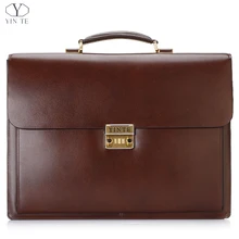 YINTE Brown Bag Leather Men’s Big Briefcase Style Bag 15inch Laptop Bags Lawyer Handbag Document Men’s Portfolio Totes T8158-6