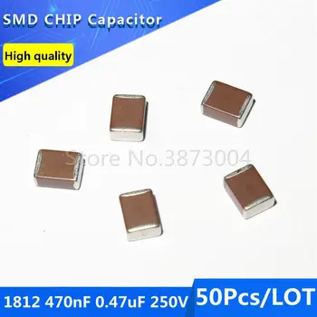 

50pcs 1812 470nF 0.47uF 250V 10% Thick Film Chip Multilayer Ceramic Capacitor