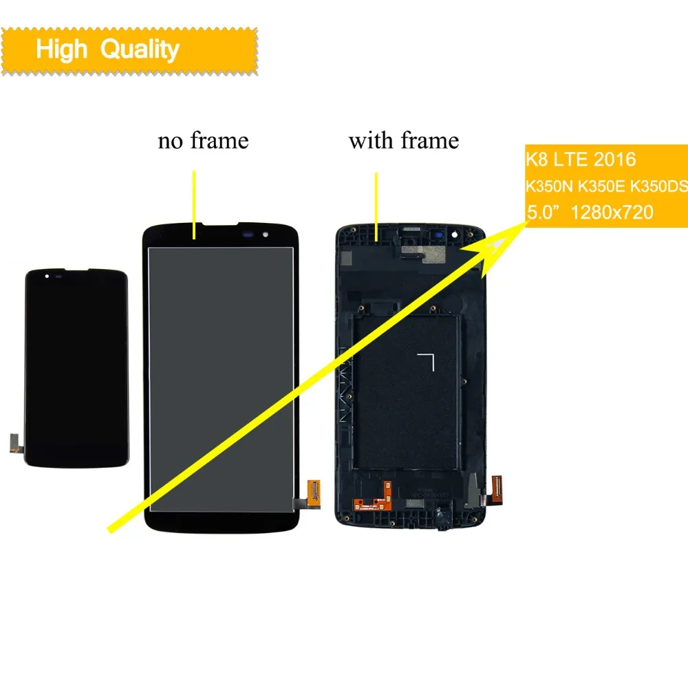 

10pcs/lot For LG K8 2016 LCD LTE K350N K350E K350DS LCD Display Touch Screen Digitizer Assembly With Frame for K8 lcd complete