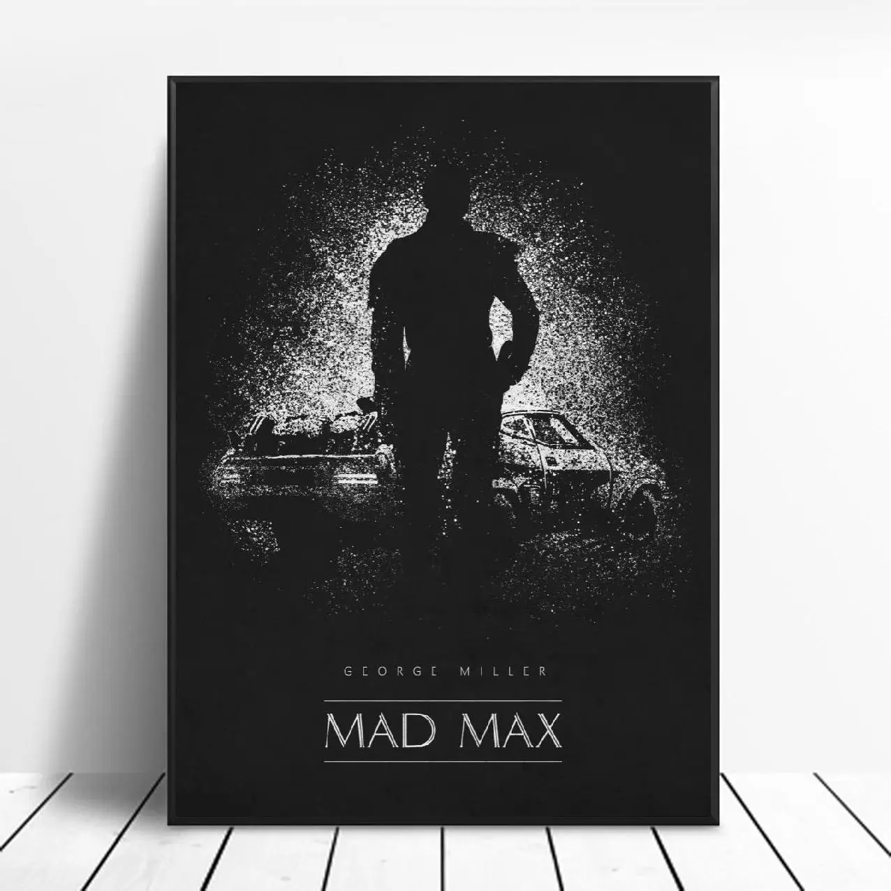 Классический шелковый постер Mad Max черно белого цвета с изображением фильмов