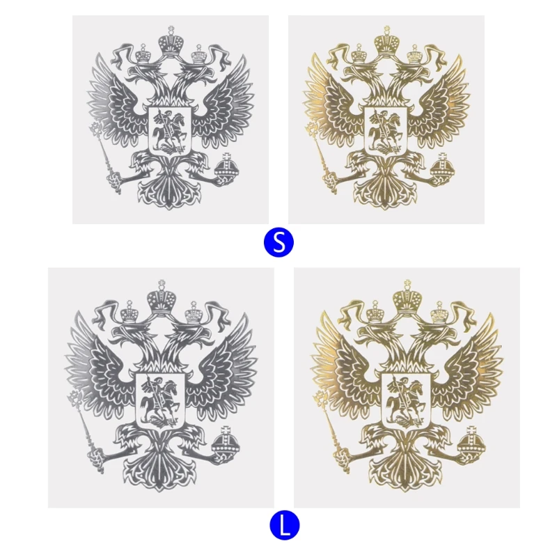 Hot New 1 Pc Coat of Arms of Russia Auto Car Sticker Russian Eagle Decal Stickers For Car Styling Gold / Sliver High Quality