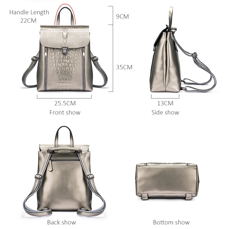  REALER women backpack leather backpack school bags for girl teenagers crocodile prints waterproof t - 32888613975