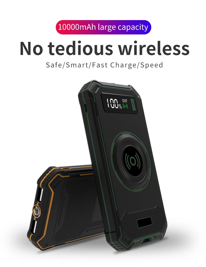 

2020 10000 mAh Power Bank Qi Wireless Charger with LCD External Battery For iphone 11pro Fast Charge For samsung s10 s10 plus