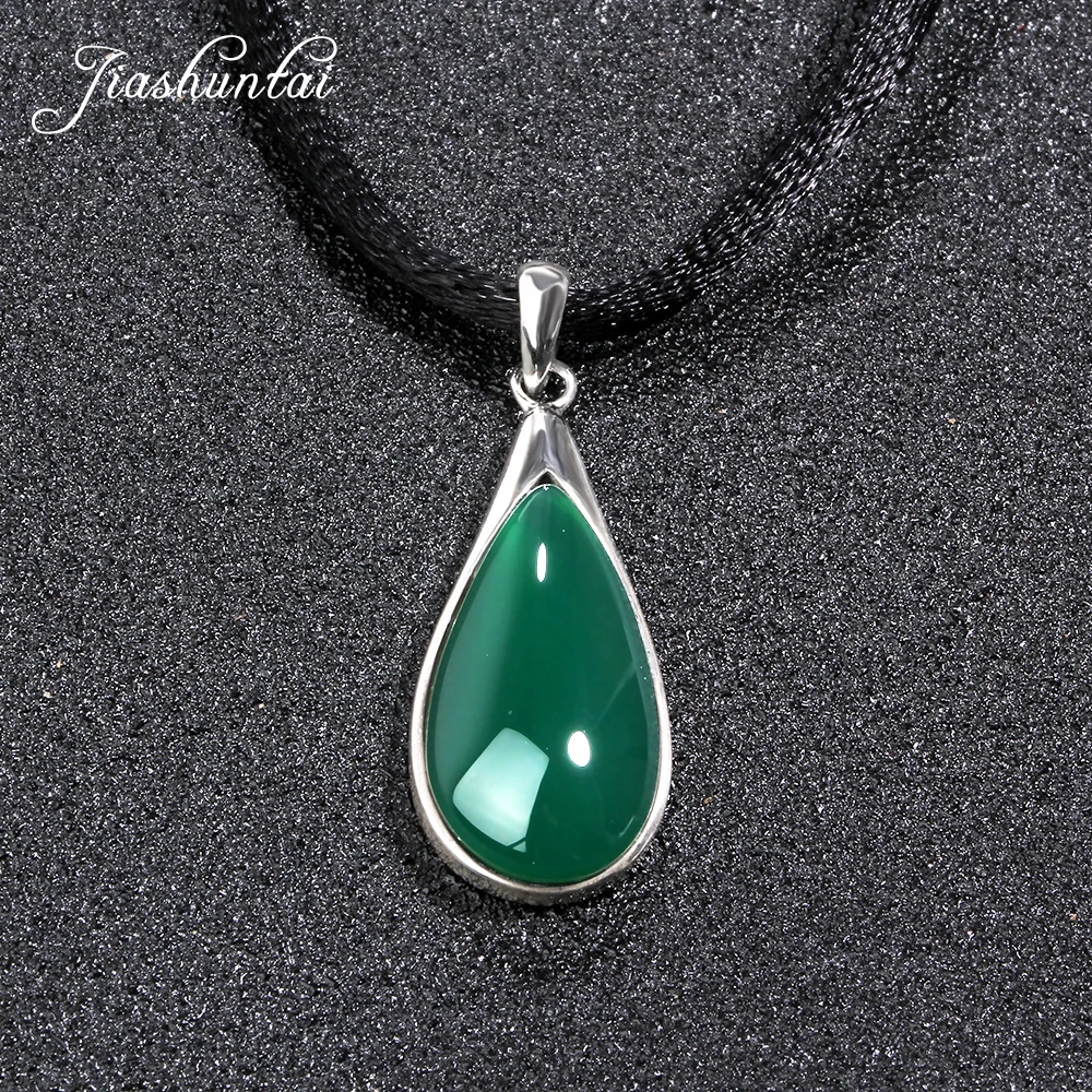 

JIASHUNTAI Retro 100% 925 Silver Sterling Royal Natural Stones Pendant Necklace Jewelry For Women Vintage