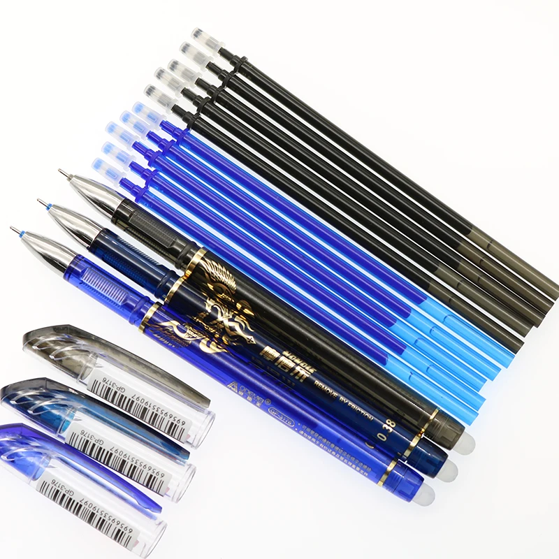 

10pcs Magic Erasable Pen Blue / Black / Ink Blue Refill Business Office Transparent Gel Pen Children'S Student Stationery