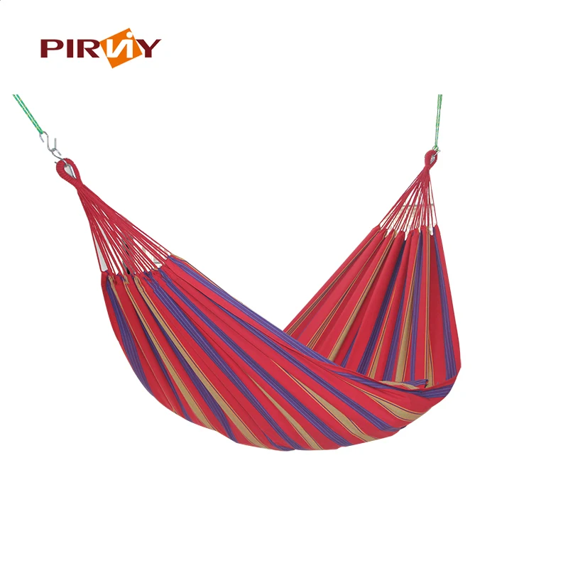

240*160cm Convenient to carry Stripe Canvas Hammock Bearable weight 120kg Wooden stick Prevent Rollover Bar Garden Camping