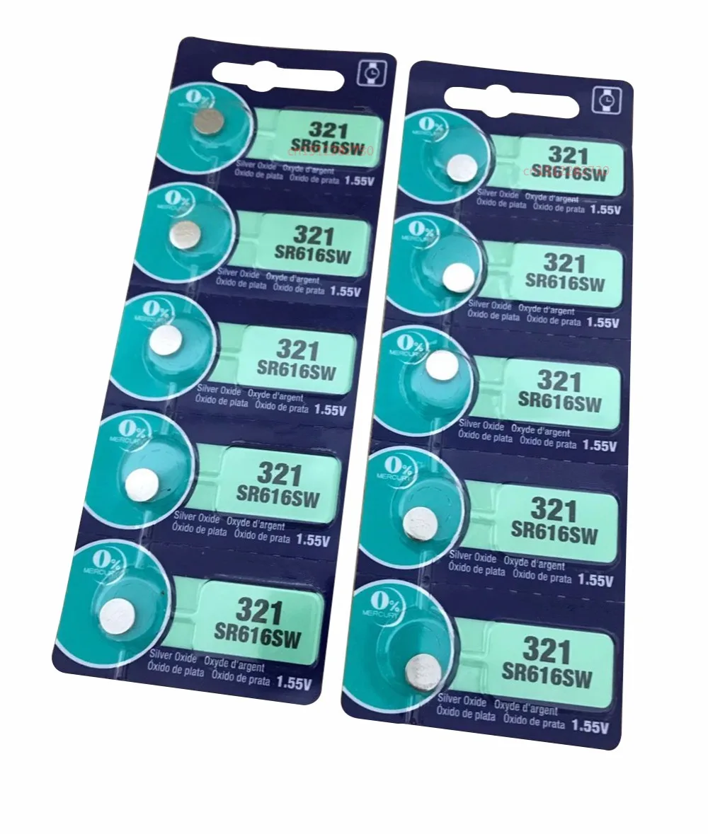 10pcs 321 SR616SW SR616W Cell Button Batteries Silver Oxide men ladies children watchesin