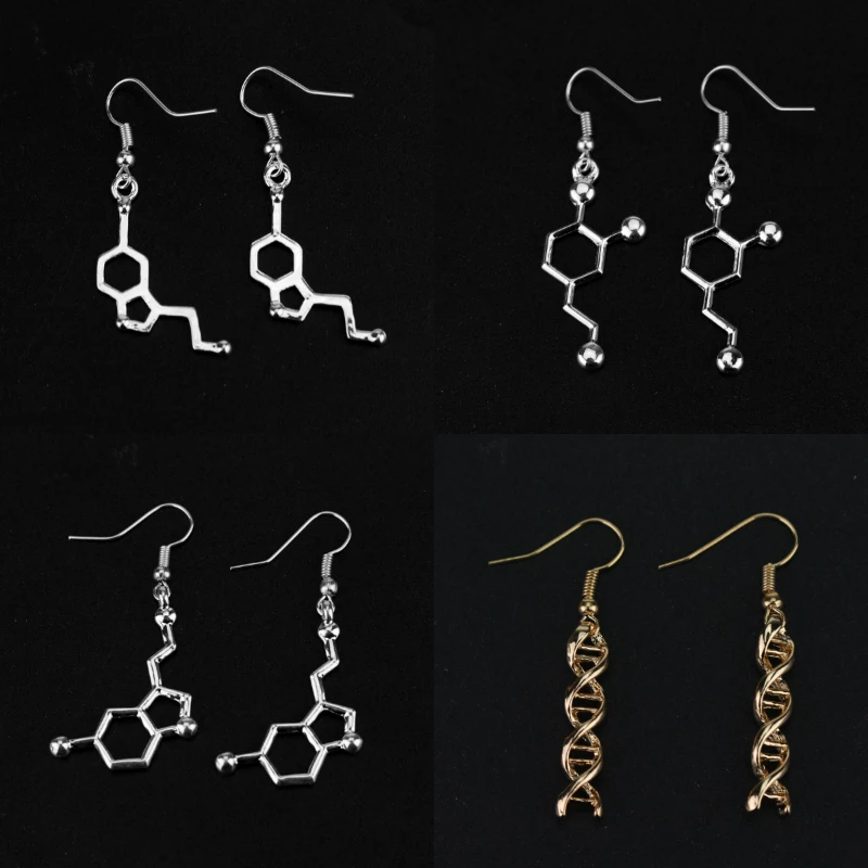 

DNA Earring Biology Adrenaline Molecule Earring Double Helix Unice Earrings For Scientist Fashion Jewelry