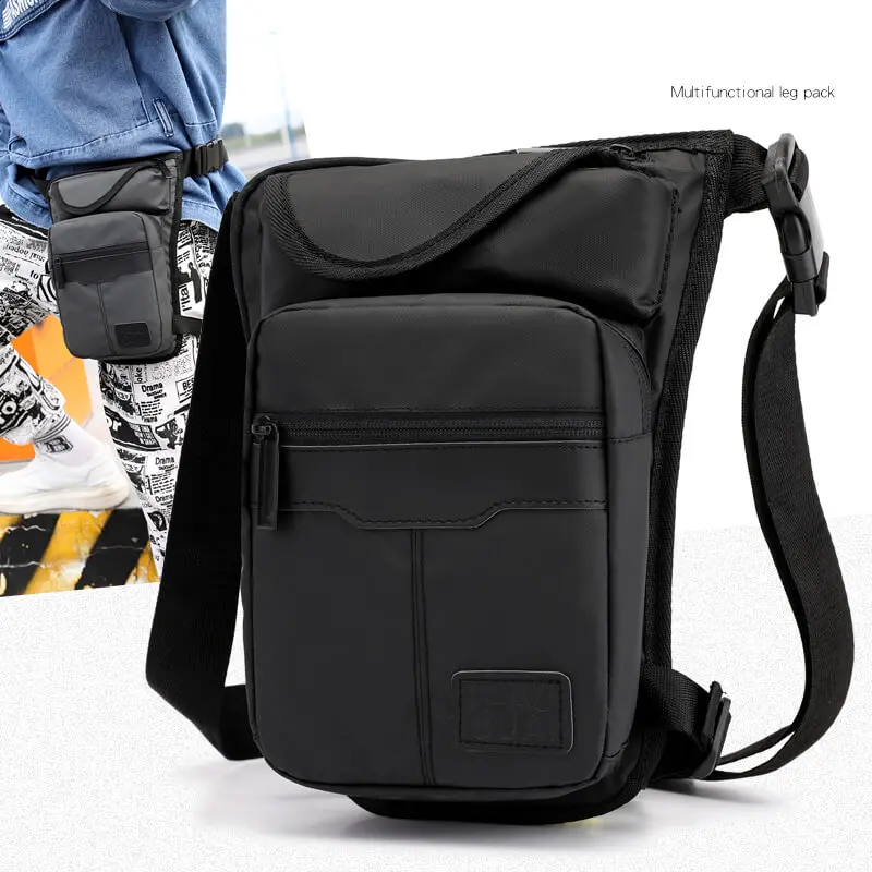 

NEW High Quality Men Drop Leg Bag Pack Fanny Pack Travel Shoulder Messenger Waterproof Nylon Cross Body Male Hip Belt Waist Bags