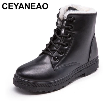 

CEYANEAO women's winter shoes 2019cotton shoes Corduroy shoes PU leather ankle boots size 43 warm women shoes