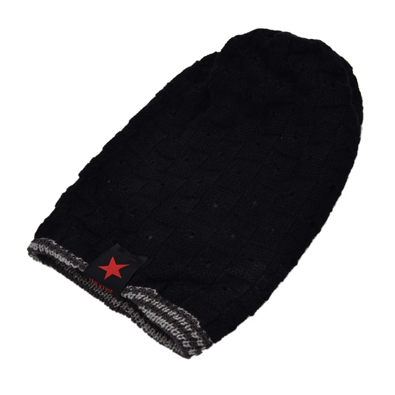 Для мужчин шапочки вязать Skullies В Капот Шапки шапки меха мешковатые теплая