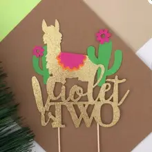 Пользовательское имя возраст блеск ламы день рождения центральный выбор верхушка для торта Fiesta Торт Топперы детские Душ вечерние украшения