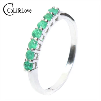 

100% Natural Emerald Ring Solid 925 Sterling Silver Emerald Ring 2.5Mm Round Natural Emerald Gemstones Ring Simple Design Ring