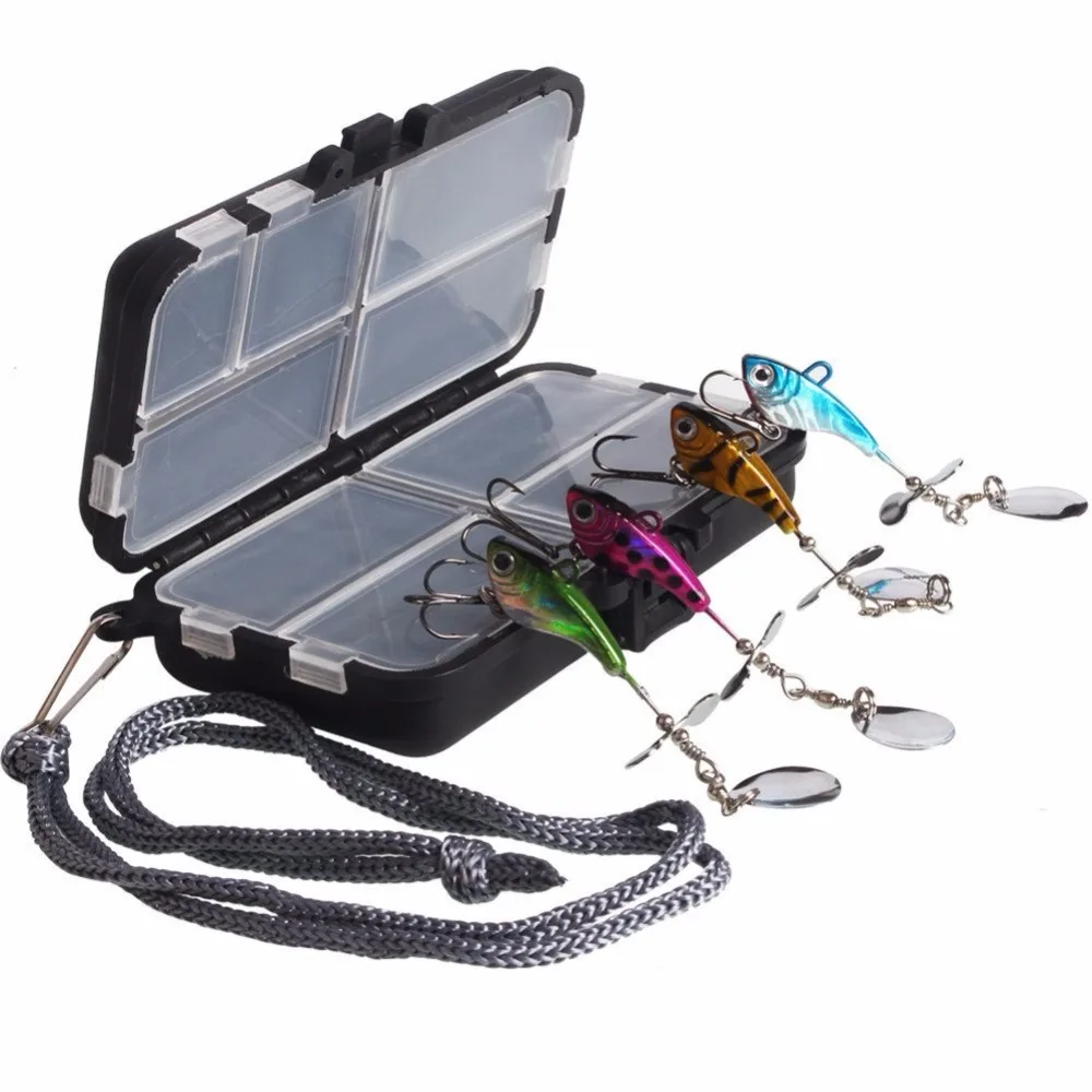 Fishing Lure Box Plastic Fishing Tackle Boxes Accessories 11*6.5*3.2cm With 4pcs Lures Fishing