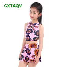 Корейская версия печать анимации цифры Симпатичные для маленьких девочек Купальники из двух частей прекрасные купальники, весна, бежевый, розовый плавание